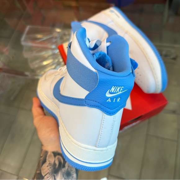 NIKE AIR FORCE 1 HIGH WHITE BLUE - Picture 3 of 3